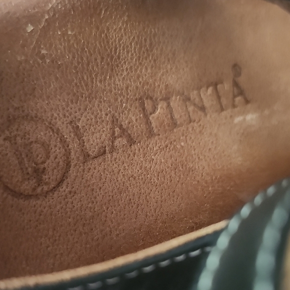 La Pinta Black Brown Leather Sandals Size 38 (US 7.5–8) Slingback Heels - Picture 7 of 9